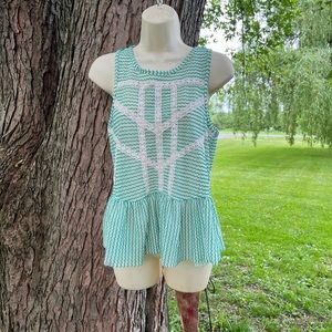 Free People peplum white green top XS